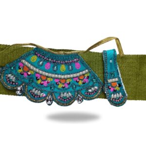 Lahanga Patka 3 Inch Poshak – Pearl & Mirror Work Heavy Devi Dress for Durga Maa / Laxmi Ji